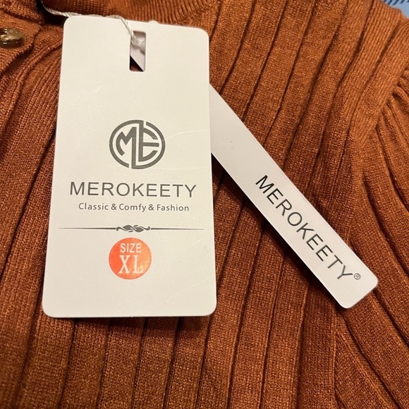 NWT Merokeety Ribbed Sweater in Brown XL - Picture 5 of 5